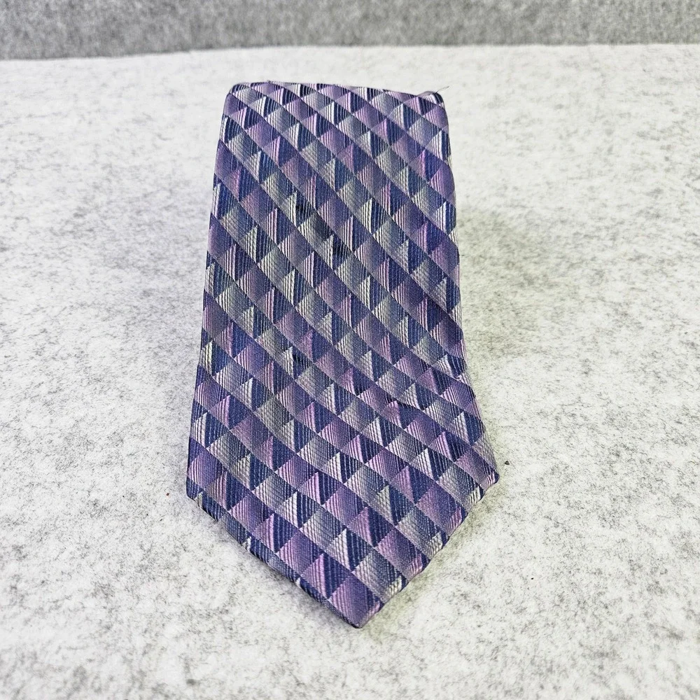 Joseph & Feiss International‎ Mens Purple Geometric Diamond 100% Silk Necktie